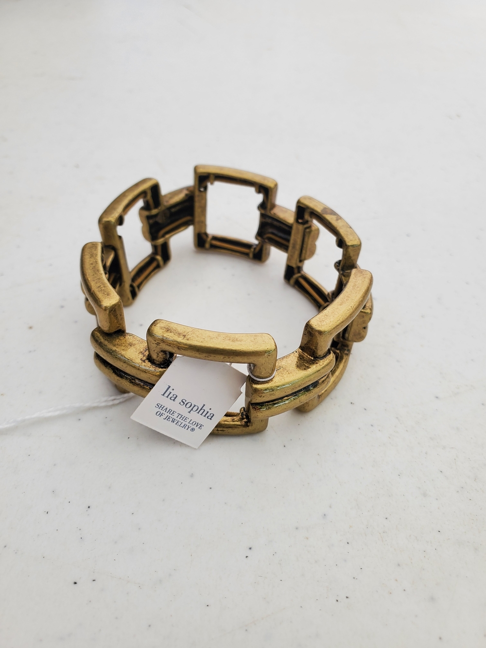Lia Sophia Antique Gold Rectangular Link Bracelet